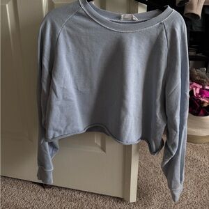 Double Zero Sky Blue Cropped Crewneck